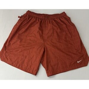 Nike Shorts Mens Large Firewood Orange Plaid Flash Lab Athletic Gym Training